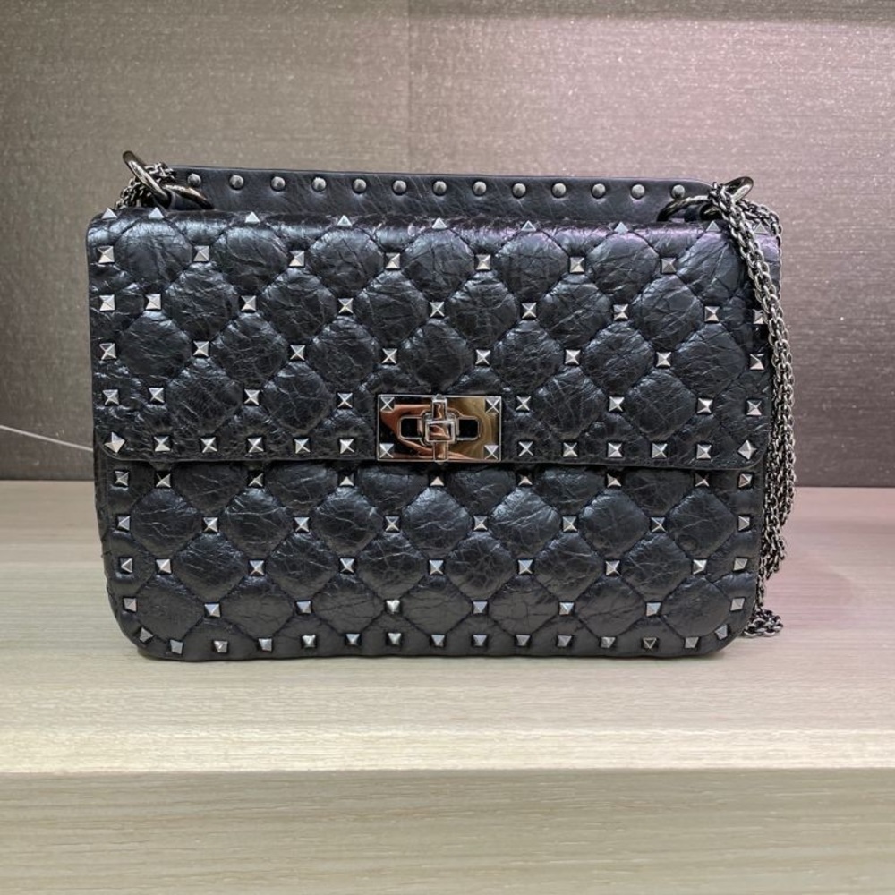 VALENTINO MEDIUM ROCKSTUD LEATHER CHAIN BAG - Picture 6 of 14